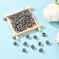 アンティークシルバーメッキ合金ラインストーン大穴ヨーロピアンビーズ  葉とロンデル  クリスタル  9x7mm  穴：5mm&nbsp;MPDL-R041-02A