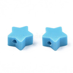 手作り樹脂粘土ビーズ  スター  空色  8.5~9x9~9.5x4~5mm  穴：1.6mm&nbsp;CLAY-N011-46A-03