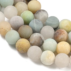 天然フラワーアマゾナイトビーズ連売り  艶消し  ラウンド  10mm  穴：1mm  約38個/連  15.5インチ（39.5cm）&nbsp;G-G692-01F-10mm