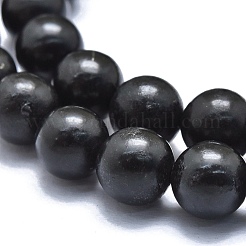 天然のシュンガイトビーズ連売り  ラウンド  8~8.5mm  穴：0.8mm  約48個/連  15.35インチ（39cm）&nbsp;G-M353-A04-8mm