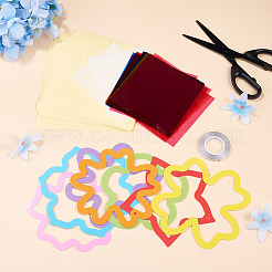 DIY窓用ペイントアート、サンキャッチャー、風鈴、子供向けペーパークラフトキット  カラフル  花  115~140x125~140x0.1mm&nbsp;DIY-TAC0017-004B