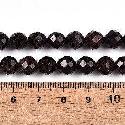 天然石ガーネットビーズ連売り  ファセット加工を施した丸型  7.5~8mm  穴：1mm  約23~26個/連  7.36~7.72''（18.7~19.6センチメートル）&nbsp;G-S345-8mm-37
