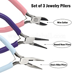 3個、3つのスタイル、45#スチールジュエリープライヤー  丸ペンチ、サイドカッティングペンチ、45#炭素鋼ペンチ  ミックスカラー  11~12.5x5~5.3x0.95~1cm  1個/スタイル&nbsp;PT-FS0001-01