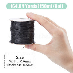 150mのイミテーションレザーコード  フラット  ブラック  0.6mm  約164.04ヤード（150m）/ロール&nbsp;OCOR-WH0078-121