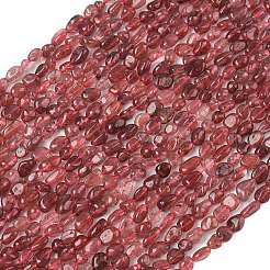 天然石ストロベリークォーツビーズ連売り  ナゲット  タンブルストーン  6~8x6~8x6~8mm  穴：1mm  約49個/連  15.75''（40cm）〜16.34''（41.5cm）&nbsp;G-D329-A01