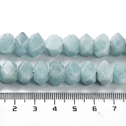 天然石アクアマリンビーズ連売り  ナゲット  多面カット  6~8x10.5~14x8~9.5mm  穴：1.2mm  約57~61個/連  15.16''~15.39''（38.5~39.1センチメートル）&nbsp;G-D091-A19