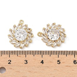 真鍮製マイクロパヴェキュービックジルコニアペンダント  花のチャーム  18KGP本金メッキ  18x16x5mm  穴：1.2mm&nbsp;KK-L260-20G