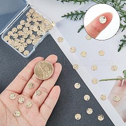 真鍮製チャーム100個  テクスチャ  カドミウムフリー＆ニッケルフリー＆鉛フリー  フラットラウンド  18KGP本金メッキ  10x1mm  穴：1mm&nbsp;KK-FH0004-61