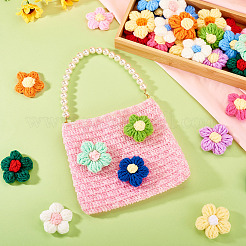30個 15色 手作りコットン編み装飾アクセサリー  DIYミシンクラフト用  花  ミックスカラー  37~41x12~15mm  2個/カラー&nbsp;DIY-TA0012-97