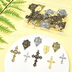 40pcs8スタイルチベットスタイルアロイペンダント  混合図形  ミックスカラー  23~43.5x14.5~26x2~3mm  穴：1~4mm  5個/スタイル&nbsp;TIBEP-YW0001-88