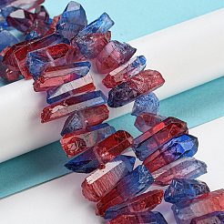 天然染色クォーツビーズ連売り  ツートン  チップ  ファイヤーブリック  17~27x5~9x7~9mm  穴：1mm  約66個/連  16.14''（41センチメートル）&nbsp;G-G791-14K