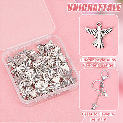 チベット風アロイペンダント50個  天使  アンティークシルバー  20x20x2.5mm  穴：2mm  50個/セット&nbsp;FIND-UN0004-25
