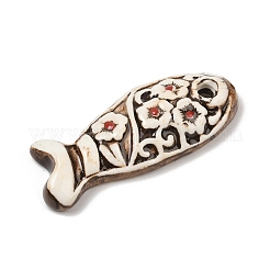 手作りの磁器の大きなペンダント  ファンシーアンティーク施釉磁器  魚  67x26x11mm  穴：5mm&nbsp;PORC-Z003-01B