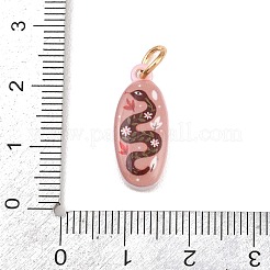 プリントされた304ステンレススチールペンダント  スネークチャーム  ゴールドカラー  オーバル  21x9x4mm  丸カン：6x1ミリ  4mm内径&nbsp;STAS-B125-01B-G
