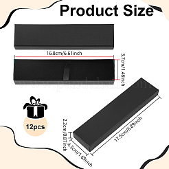 ベルベットの内側が付いた紙ペンのギフトボックス  長方形  ブラック  17.5x4.3x2.2cm&nbsp;CON-WH0107-131