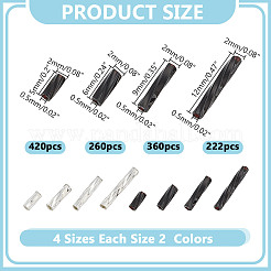 8スタイルのガラスツイストビューグルビーズ  不透明色  ミックスカラー  5~12x2mm  穴：0.5mm  1942個/セット&nbsp;SEED-AR0001-44