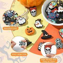20個10スタイルのハロウィンテーマの食品グレードの環境に優しいシリコンフォーカルビーズ  混合図形  25.5~30x22~31.5x7.5~9.5mm  穴：2~3mm  2個/スタイル&nbsp;SIL-CJ0001-71