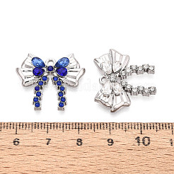 ラックメッキ合金ラインストーンペンダント  ちょう結びのチャーム  プラチナ  ミックスカラー  20.5x23x4.5mm  穴：1.6mm&nbsp;PALLOY-N181-23P
