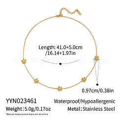 304ステンレススチールフラワーリンクチェーンネックレスとブレスレット  18KGP本金メッキ  ネックレス：16.14インチ（41cm）  ブレスレット：7-1/8インチ（18cm）&nbsp;DF0903-3