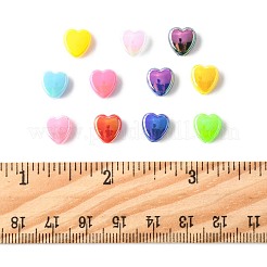 ABSプラスチックビーズ200個  ハート  ABカラーメッキ  ミックスカラー  9x9x4.5mm  穴：1.6mm&nbsp;KY-FS0001-43B