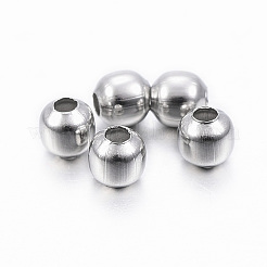 変色しにくい304ステンレススチールビーズ  ラウンド  ステンレス鋼色  3x3mm  穴：1mm&nbsp;STAS-H396-A-08P