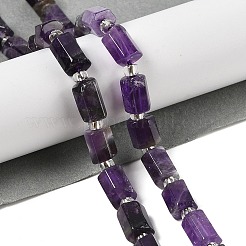 天然石アメジストビーズ連売り  六角プリズム  8~11x6~8x5~7mm  穴：1mm  約16個/連  7.72''（19.6センチメートル）&nbsp;G-Q023-C01-01