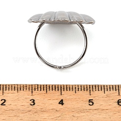 女性用304ステンレススチールカフオープンリング  シェル形状  ステンレス鋼色  17mm&nbsp;SA-CBAF040-09P