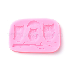 食品グレードのシリコンモールド  フォンダン型  DIYケーキデコレーション用  チョコレート  キャンディ  UVレジン＆エポキシ樹脂ジュエリー作り  フクロウ  ピンク  100x67x10mm&nbsp;LS-DIY-E013-08