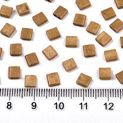 Fgb2穴ガラスシードビーズ  焼き付け塗料  正方形  ゴールデンロッド  5x4.5~5.5x2~2.5mm  穴：0.5~0.8mm  約1180個/袋&nbsp;SEED-S031-L-ST1004F