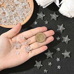 40g2スタイルの透明アクリルビーズ  キラキラビーズ  スター  透明  9~21x10~22x4~5mm  穴：1.2~1.6mm&nbsp;TACR-YW0003-30