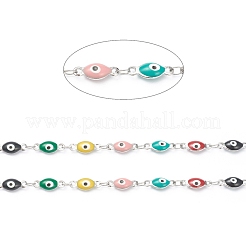304ステンレススチールリンクチェーン  エナメルとスプールで  溶接されていない  カラフル  リンク：11x4x3mm  32.8フィート（10m）/ロール&nbsp;CHS-L026-03P-02