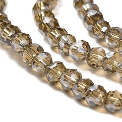 透明ガラスビーズ  32ファセット  ABカラーメッキ  ラウンド  ダークカーキ  3.5x3mm  穴：1mm  約163~166個/連  50~51cm&nbsp;LS-EGLA-A035-T3mm-B16