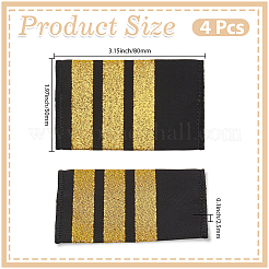 ポリエステルキャプテンエポレット4個  長方形  ゴールド  80x50x2.5mm&nbsp;DIY-CY0002-91A