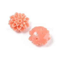 合成サンゴ3Dフラワーローズビーズ  染め  サンゴ  15x8mm  穴：1.2mm&nbsp;CORA-L046-C02