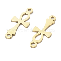 304 ステンレススチール 宗教 アンク クロスリンク コネクタ チャーム  18KGP本金メッキ  25x10x1mm  穴：1.8mm&nbsp;LS-STAS-S153-01G