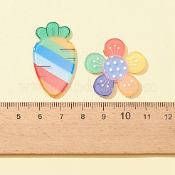 16 個 8 スタイルのアクリルカボション  ヘアピンに適しています  ヘアアクセサリーと装飾用衣類  混合図形  ミックスカラー  21~36.5x20~37x2mm  2個/スタイル&nbsp;MACR-FS0001-46