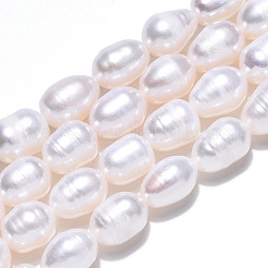 天然養殖淡水パールビーズ連売り  バロックケシパールライスビーズ  貝殻色  8.5~11x7~7.7mm  穴：0.7~0.8mm  約19個/連  7.09インチ（18cm）&nbsp;PEAR-N012-07J