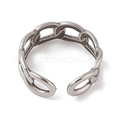 変色しない304ステンレススチール製オーバルカーブチェーンカフリング（女性用）  ステンレス鋼色  7mm  調整可能&nbsp;RJEW-G322-04P