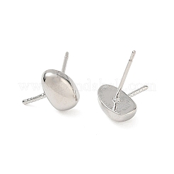 真鍮製スタッドピアスパーツ  オーバル  片穴パーツ用  長持ちメッキ  ラックめっき  プラチナ  8.5x11mm  ピン：12x0.7mm＆1mm&nbsp;KK-CBABAE6-03P