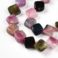 天然のマルチカラートルマリンビーズ連売り  菱形  6~7.5x6~8x2~4mm  穴：0.7mm  約61~62個/連  15.75~16.02''（40~40.7センチメートル）&nbsp;G-T140-04B