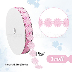 20ヤードの花のポリエステルリボン  ギフト包装用  パールピンク  5/8インチ（17mm）  約20ヤード/ロール（18.288メートル/ロール）  ロール：約90x17ミリ  1ロール/セット&nbsp;OCOR-PH0002-39C