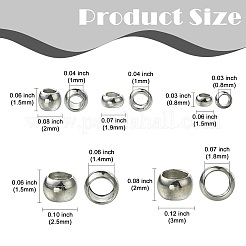 ステンレススチールクリンプビーズ1256個  ロンデル  ステンレス鋼色  1.5~3mm  穴：0.8~1.8mm&nbsp;STAS-CJ0002-89