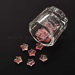 20個スプレー塗装ガラスビーズ  グリッターパウダー付き  スター  ピンク  8x8.5x4mm  穴：1mm&nbsp;GLAA-YW0001-13