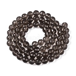 クリアガラスビーズ連売り  ファセット（96ファセット）  ラウンド  グレー  8mm  穴：1mm  約68~70個/連  20.47~21.06インチ（52~53.5cm）&nbsp;GLAA-R095-8mm-37