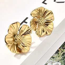 304ステンレススチールスタッドピアス  花  18KGP本金メッキ  25x23mm&nbsp;EJEW-H146-01G
