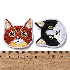 ポリエステル刺繡布アイロンオン/パッチ縫い  マスクと衣装のアクセサリー  アップリケ  猫の形  ミックスカラー  31.5~43x31~39.5x2.5mm  16個/セット&nbsp;DIY-U009-02