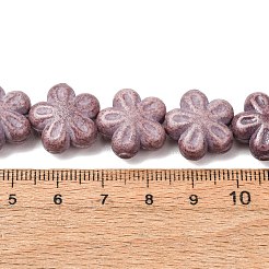 ヴィンテージの手作り磁器ビーズ  ファンシーアンティーク施釉磁器  花  アザミ  15.5x16.5x7.5mm  穴：1.8mm  約25個/連  14.96''（38センチメートル）&nbsp;PR-CBAA37B-07C