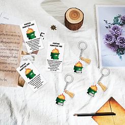 Diyキーホルダー作成キット  アクリルパーツなど、  キーホルダーリング  タッセルペンダント装飾と厚紙製ジュエリーディスプレイカード  84x47mm  12個/セット&nbsp;KEYC-CN0001-12A-03