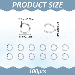 変色防止304ステンレススチールオープン丸カン2000個。  ステンレス鋼色  3x0.4mm  内径：2.2mm&nbsp;STAS-LP0001-39P-01
