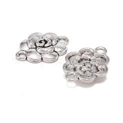 チベットスタイルの亜鉛合金コネクタチャーム  花  アンティークシルバー  14x19x3.5mm  穴：1.8mm&nbsp;FIND-WH0048-49